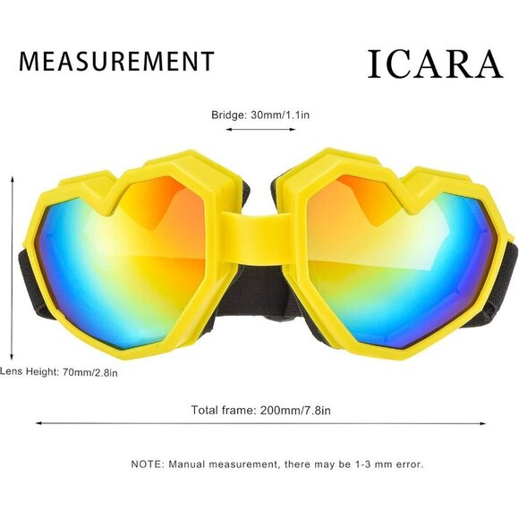 ?Women Yellow Heart Shaped Sunglasses Fashion Ski Goggles Oversize Love Glasses